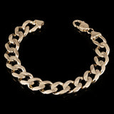 Men's 10k Yellow Gold Solid Flat Cuban Link Chain Bracelet 7" 12.5mm 31.2 grams - Yellow,7"