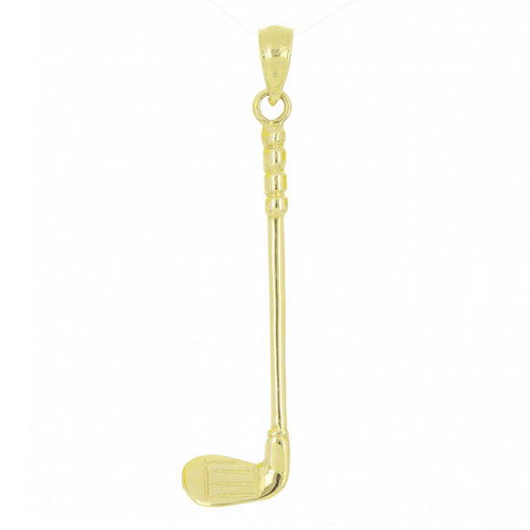 14k Yellow Gold Solid Golf Club Stick Charm Pendant 1.7