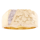 10k Yellow Gold Nugget Ring with Diamonds 9.7mm Size 8.5 - Ring Size 8.5