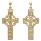 14k Yellow Gold Solid Religious REVERSIBLE Celtic Cross Charm Pendant 1.7" 6.8g - Yellow