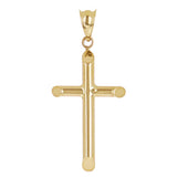 Italian 14k Yellow Gold Hollow High Polish Plain Cross Charm Pendant 1.2"