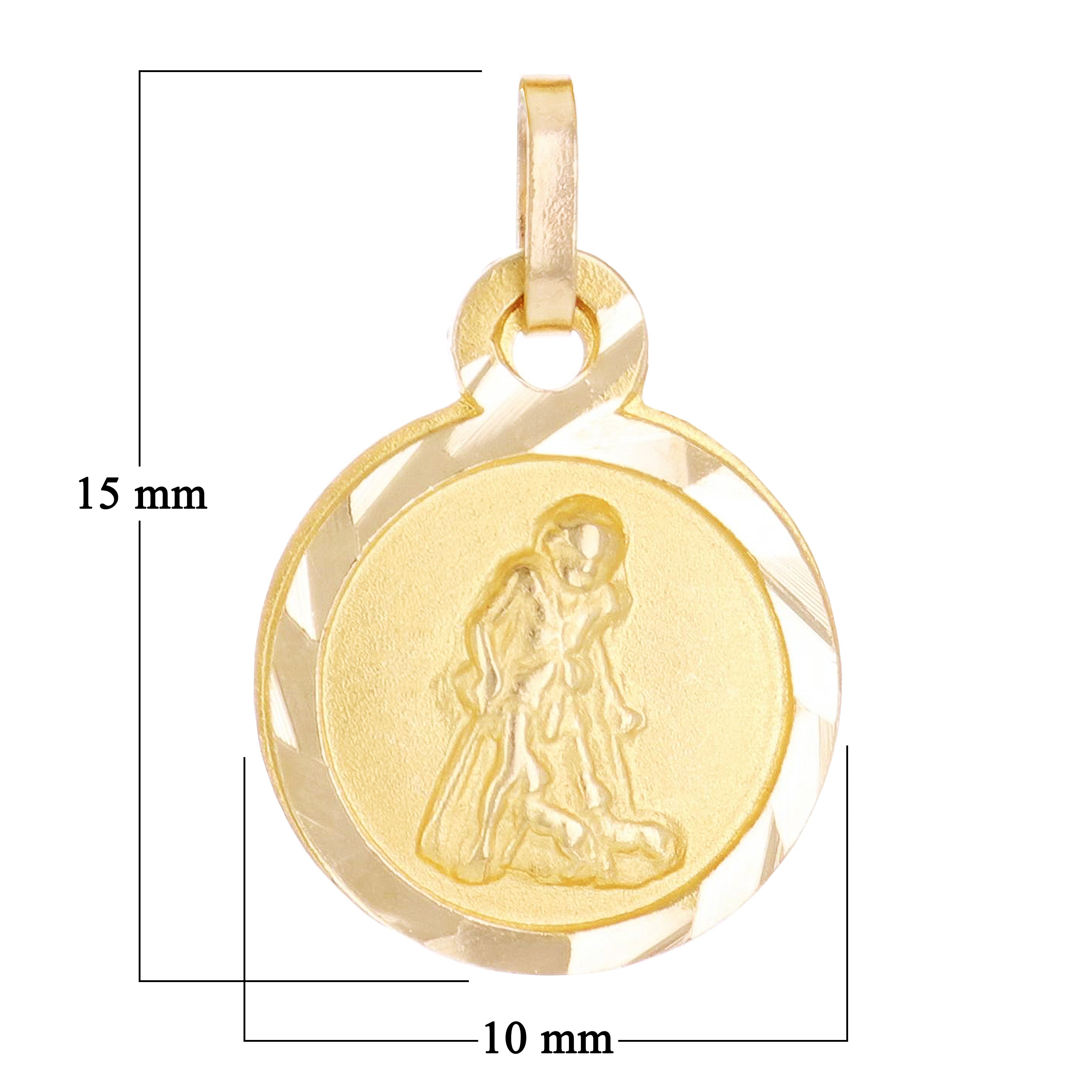 14k Yellow Gold St. Francis of Assisi Charm Pendant 15mm x 10mm 0.7 gram - Medium
