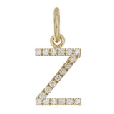 14k Yellow Gold Diamond Initial Letter Z Charm Pendant - Letter Z,Yellow