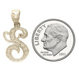 14k Yellow Gold Initial Letter S Alphabet Charm Pendant - Letter S,Yellow