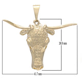14k Yellow Gold Detailed Cow Head Texas Long Horn Bull Head Pendant 6.6 grams - Yellow