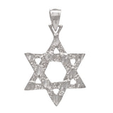 14k White Gold Diamond Cut Jewish Star of David Charm Pendant 1.7 grams - White