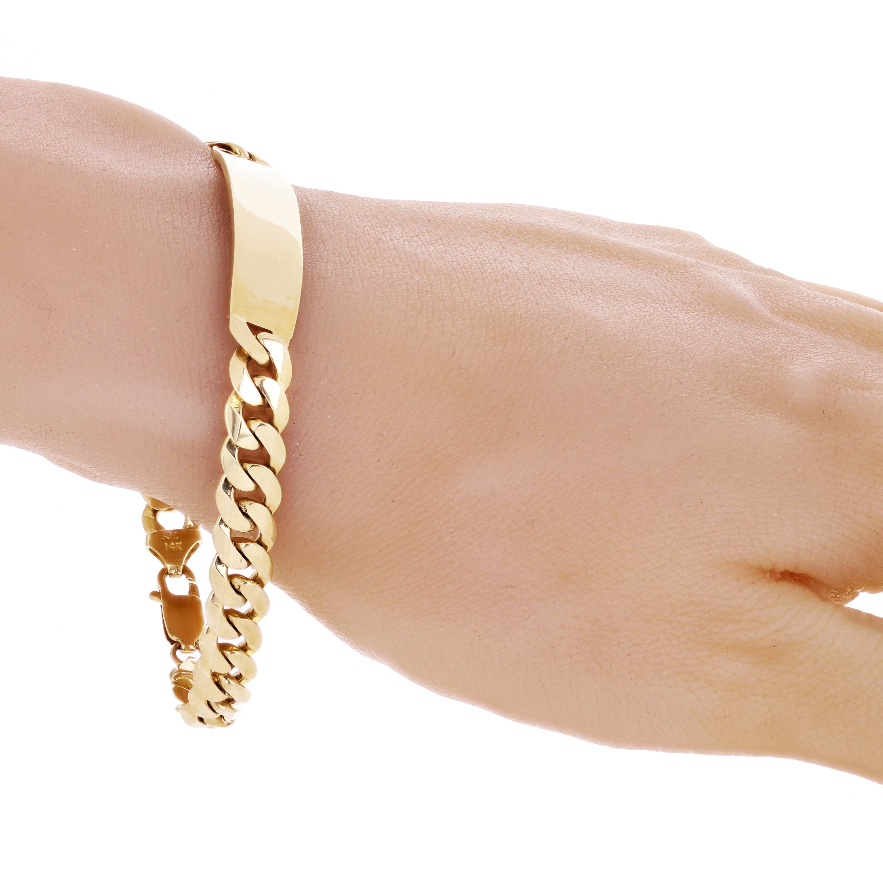 Men's 14k Yellow Gold Cuban ID Bracelet 8.5" 9.4mm 26.8 grams