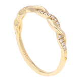 14k Yellow Gold Diamond Pave Entwined Twist Stacking Ring - Yellow