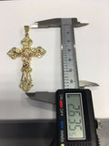 10k Two Tone Gold Jesus Christ INRI Filigree Crucifix CROSS Pendant 2.6" 9.9g