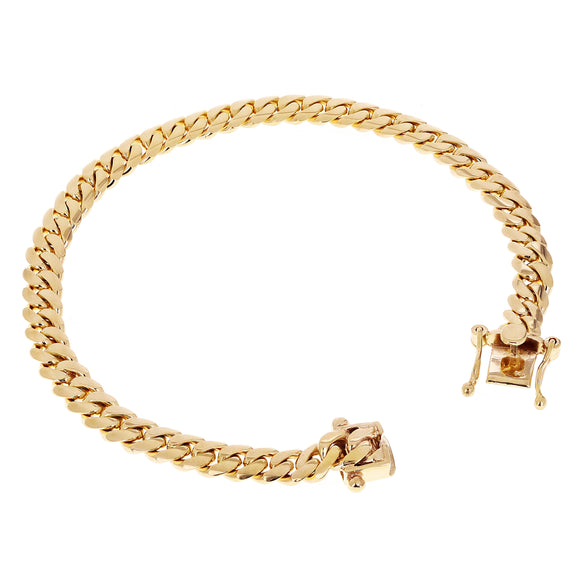 14k Yellow Gold Solid Miami Cuban Link Chain Bracelet 8.25