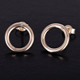 Italian 14k Yellow Gold Shiny Eternity Circle Stud Hoop Earrings 12mm 0.9 grams