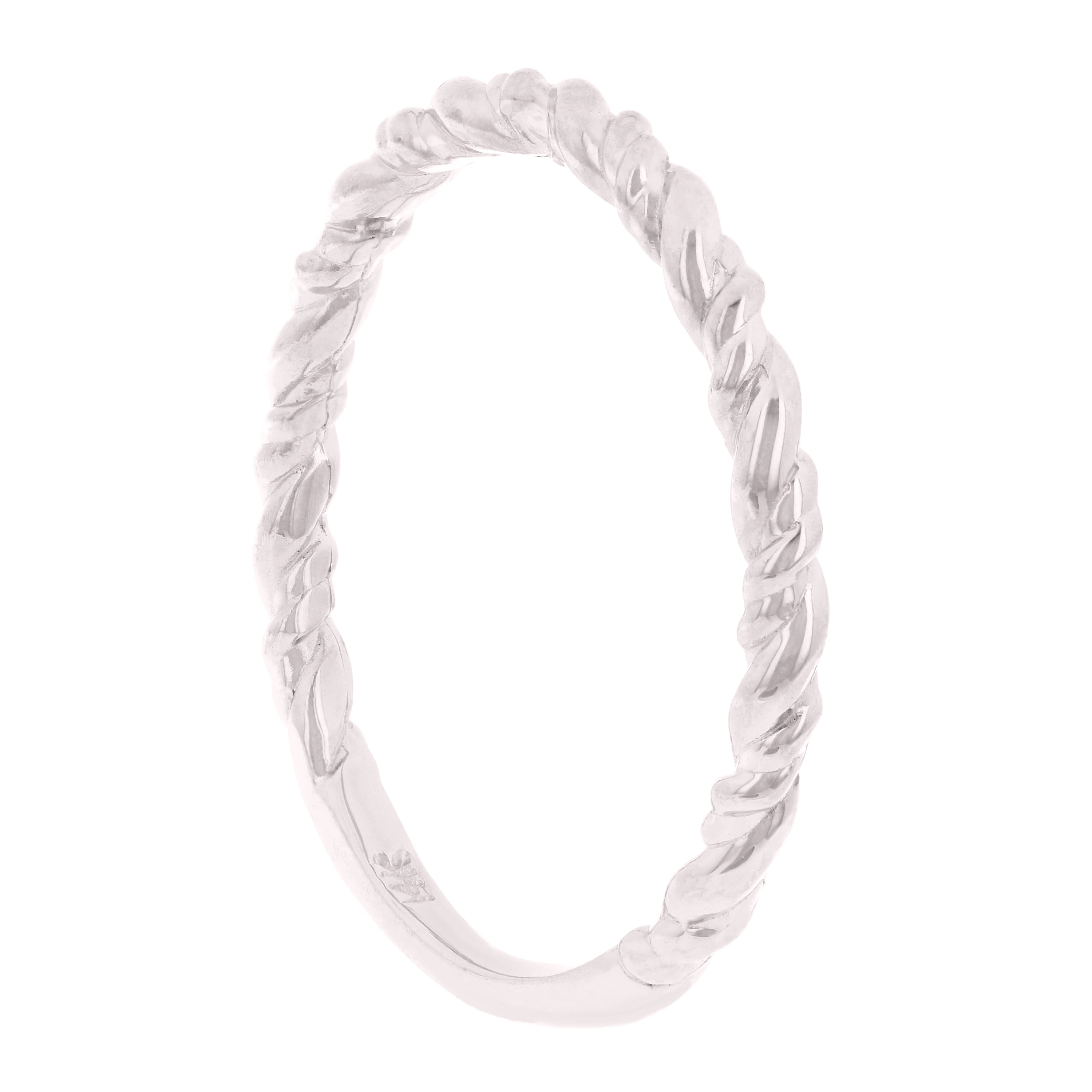 14k White Gold Twisted Rope Stackable Ring 1.6 grams Size 6.75 - White