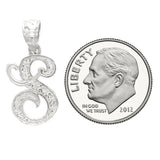 14k White Gold Initial Letter S Alphabet Charm Pendant - Letter S,White