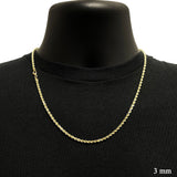 10k Yellow Gold Solid Diamond Cut Rope Chain Necklace 18" - 24" 3mm