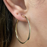 Italian 14k Yellow Gold High Polish 2mm 1.25" Diameter Round Hoop Earrings 1.8g
