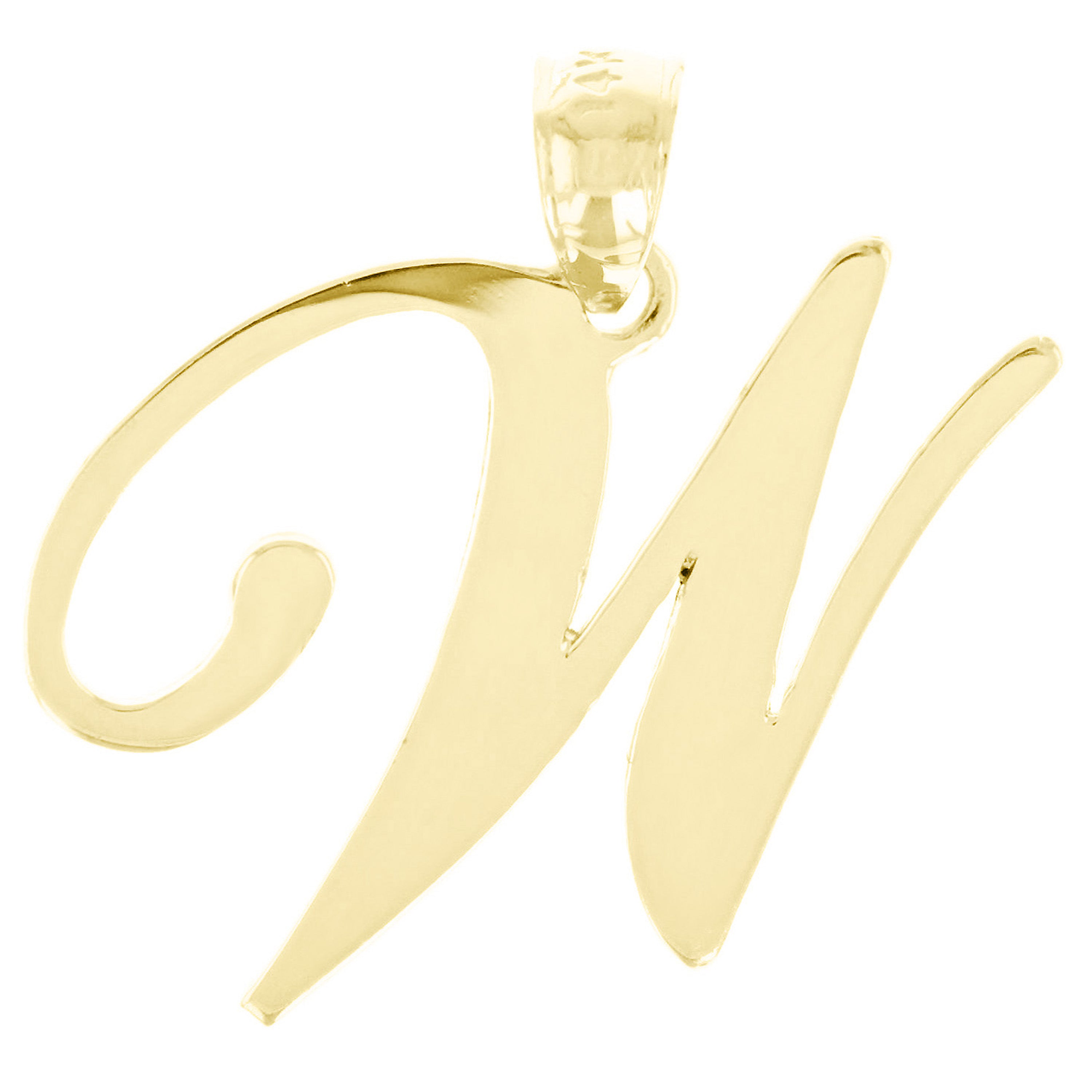 14k Yellow Gold Initial Letter W Alphabet Charm Pendant - Letter W,Yellow