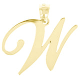 14k Yellow Gold Initial Letter W Alphabet Charm Pendant - Letter W,Yellow