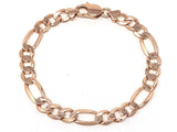 14k Rose Gold Figaro Bracelet Solid Link Chain 7.5" 8.25mm 16 grams - 7.5" 16 grams