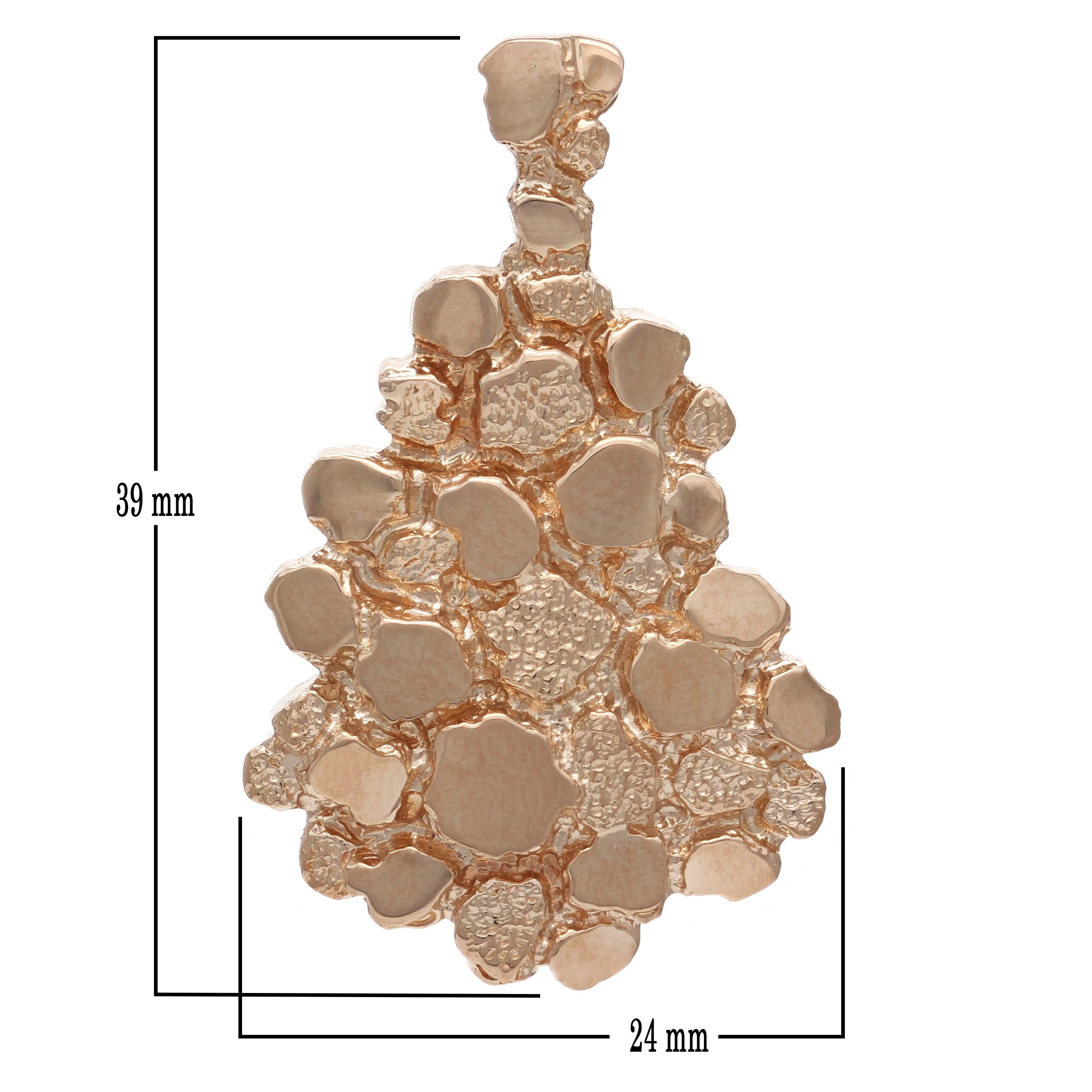 14k Rose Gold Solid Free Form Nugget Charm Pendant 1.5" 8.1 grams - Rose