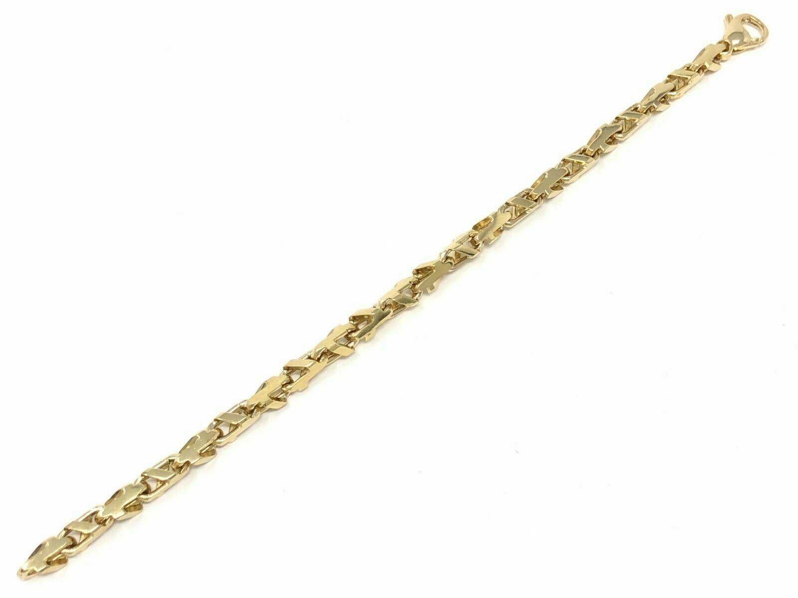 Men's 14k Yellow Gold Handmade Fashion Link Bracelet 7" 4.7mm 18 grams - 7"