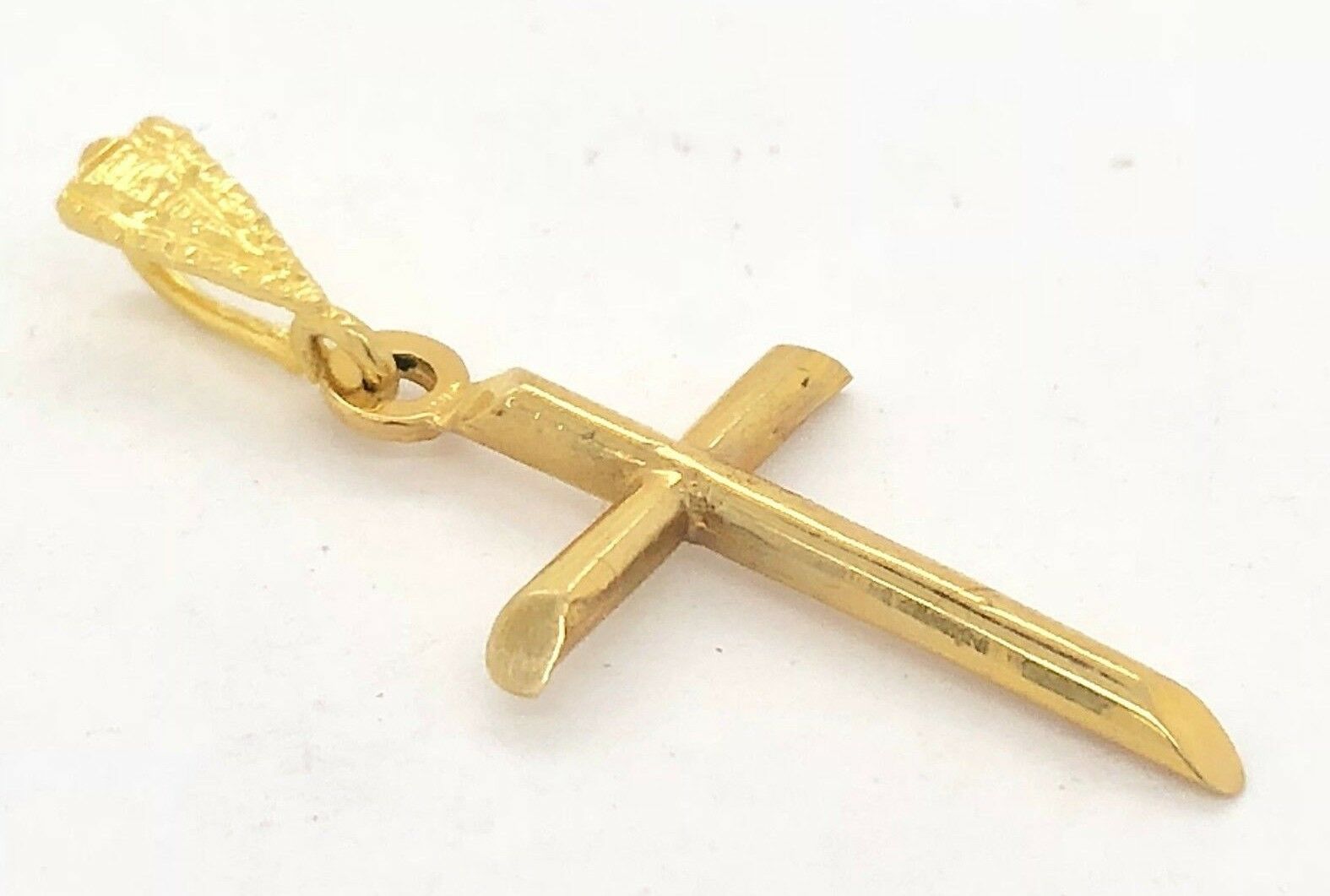 10k Yellow Gold Solid Polished Religious Cross Charm Pendant 1.4 grams