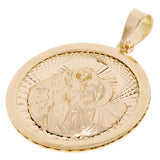Italian 14k Yellow Gold Saint Cristobal Medal Charm Pendant 1.1" 2 grams - 2 grams