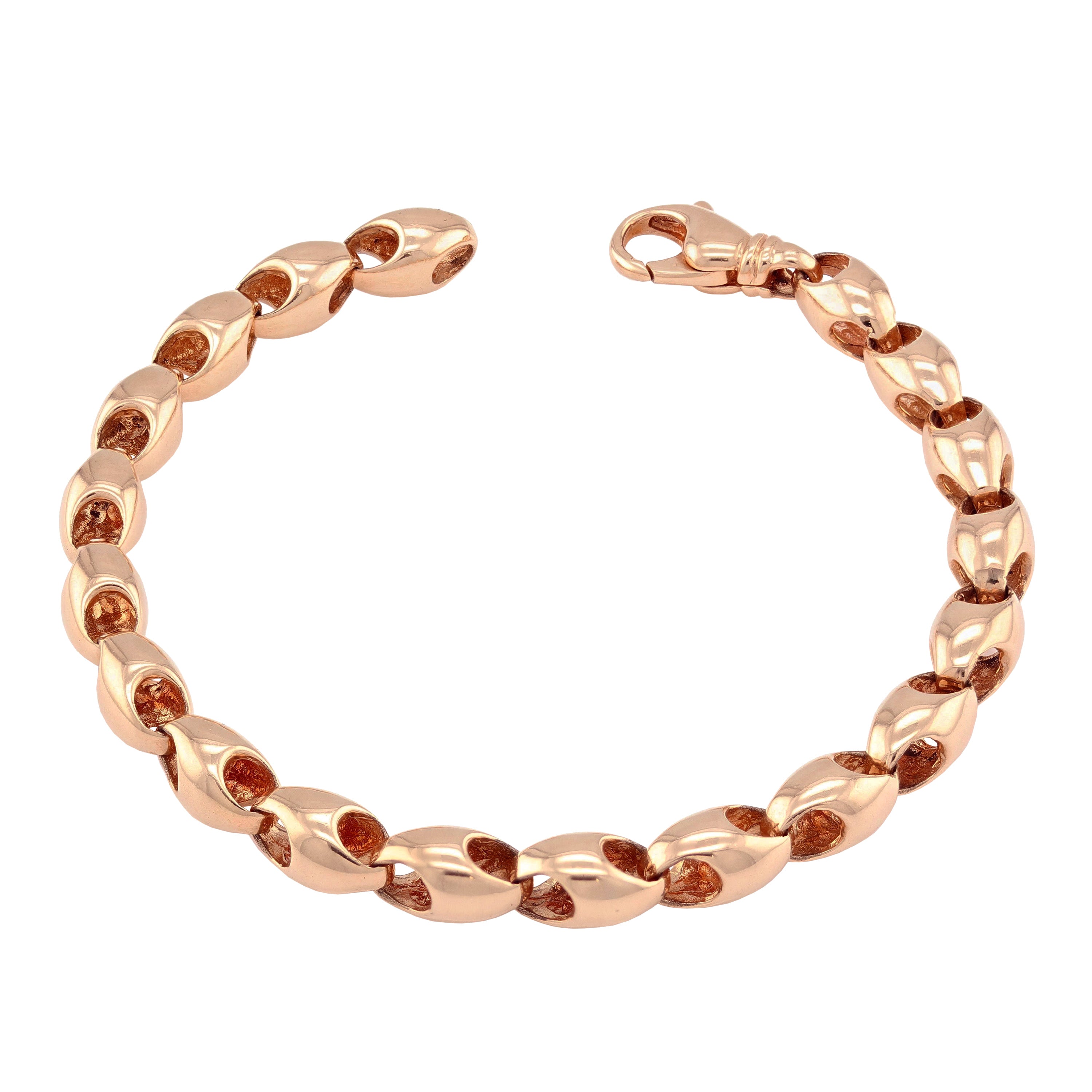 10k Rose Gold Solid Handmade Fashion Link Bracelet 7" 7mm 25 grams - Rose,7" 25 grams
