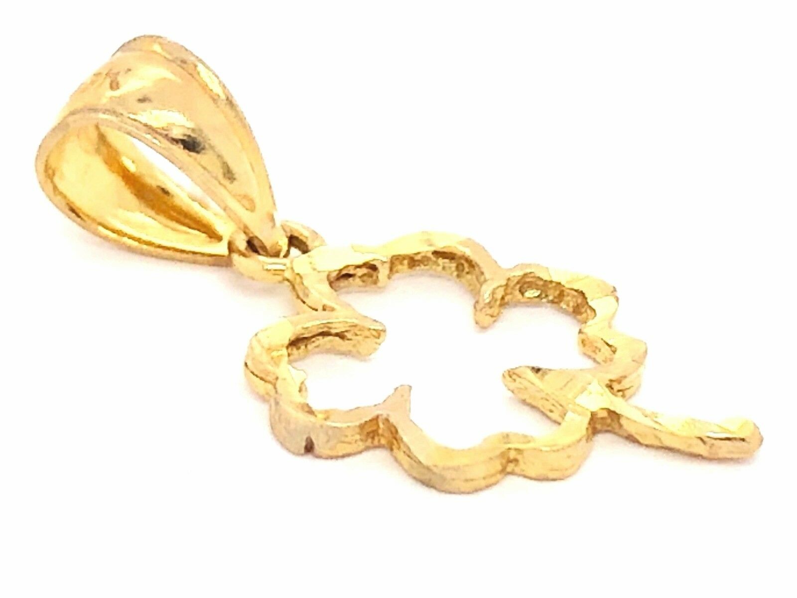 10k Yellow Gold Small Irish Lucky Four Leaf Clover Charm Pendant 0.5 gram