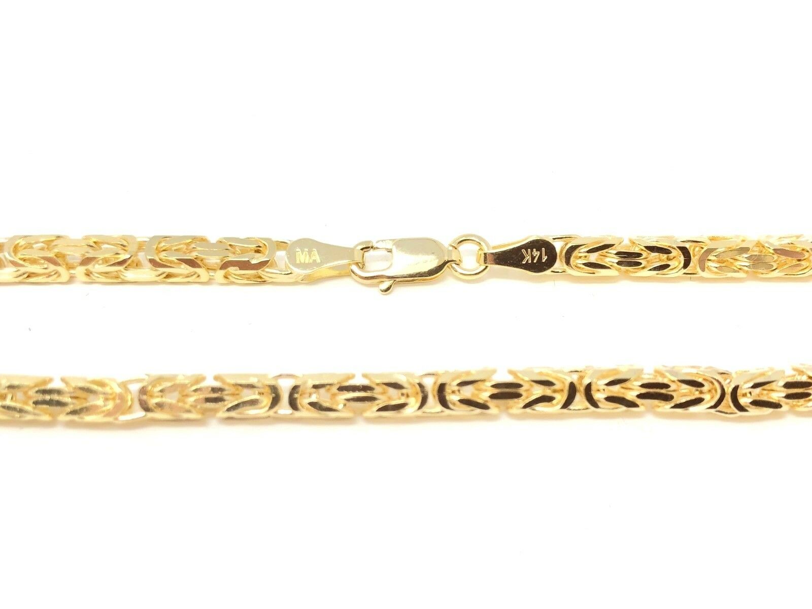 14k Yellow Gold Solid Square Byzantine Chain Necklace 20" 3.5mm 40.3 grams