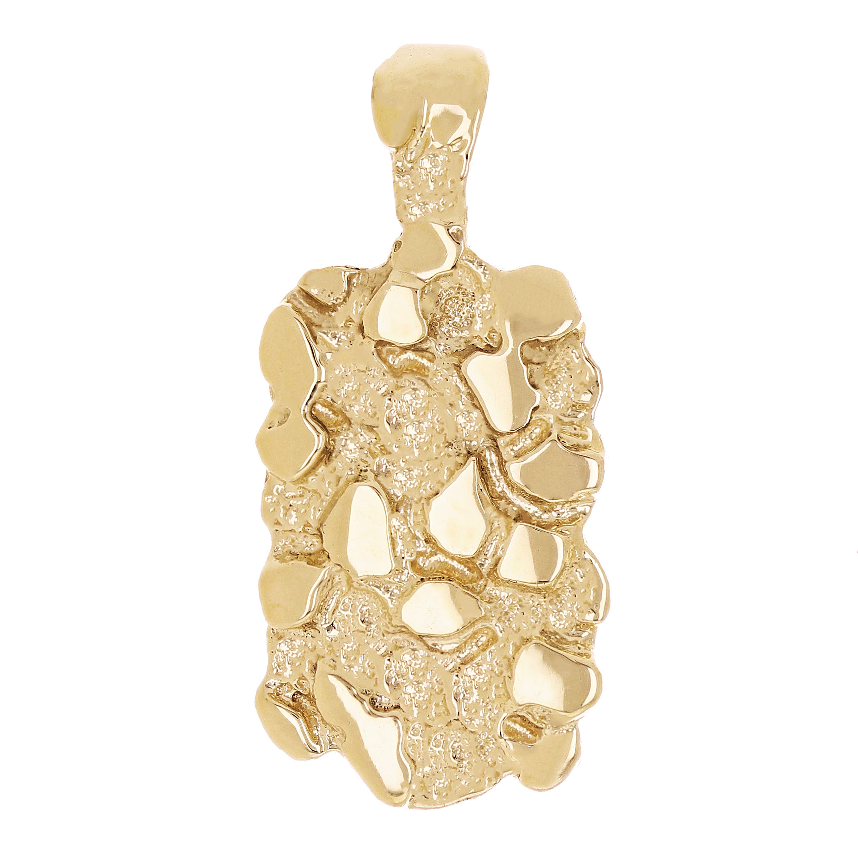 14k Yellow Gold Solid Chunky Rectangle Nugget Charm Pendant 1.4" 11.2 grams