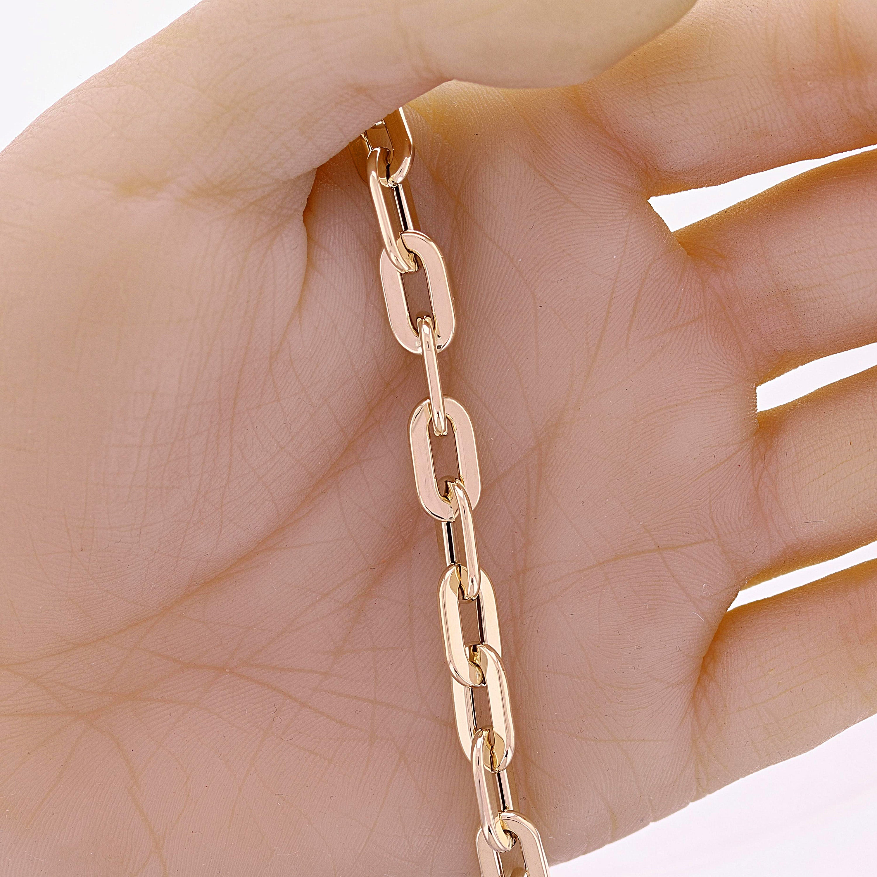 Italian 14k Yellow Gold Hollow Paper Clip Link Chain Bracelet 8" 7.3mm 8.2 grams
