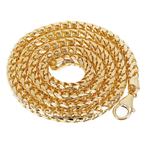 Italian 14k Yellow Gold Solid Diamond Cut Franco Chain Necklace 22