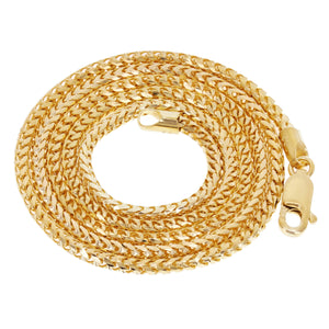 Italian 14k Yellow Gold Solid Diamond Cut Franco Chain Necklace 18" 2 mm 10.4 grams - 18"