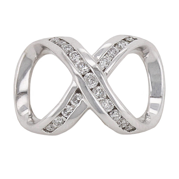 14k White Gold 0.28ctw Diamond Floating Infinity Love Slide Pendant