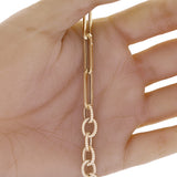 Italian 14k Yellow Gold Oval Twisted & Paper Clip Link Bracelet 8" 6mm 7.7 grams