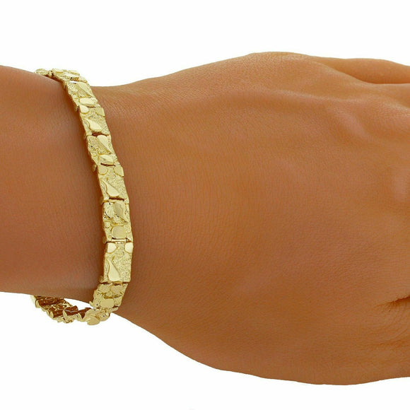 10k Yellow Gold Solid Nugget Bracelet 8- 8.5