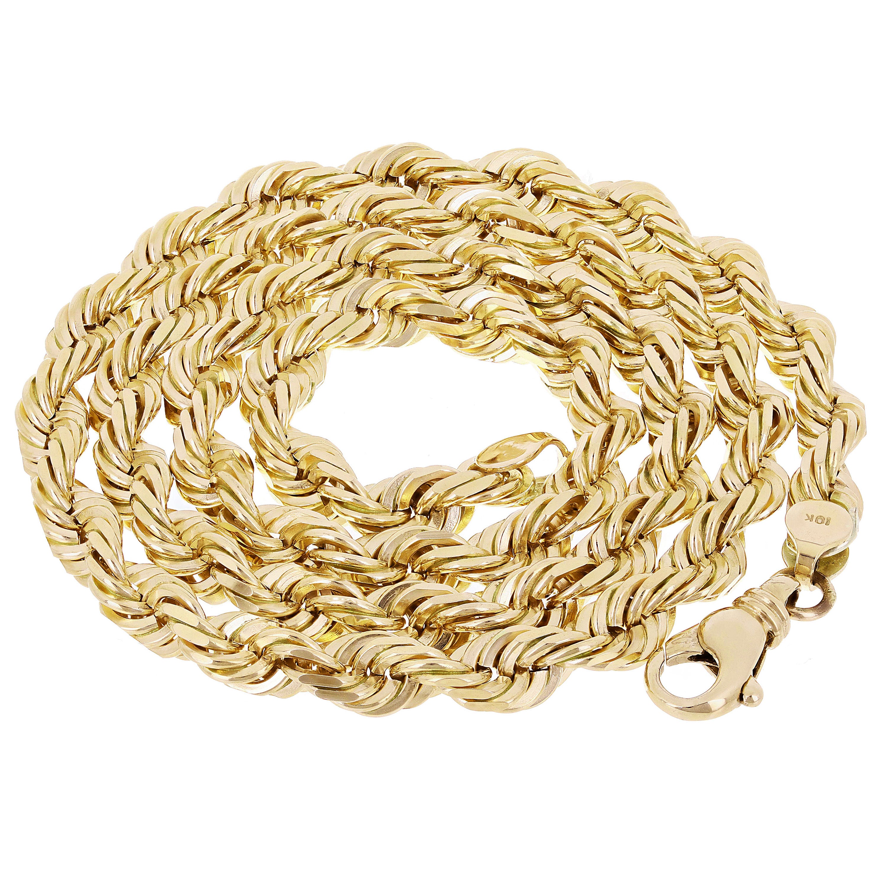 Men's Solid 10k Yellow Gold Diamond Cut Rope Chain Necklace 22" - 30" 8mm