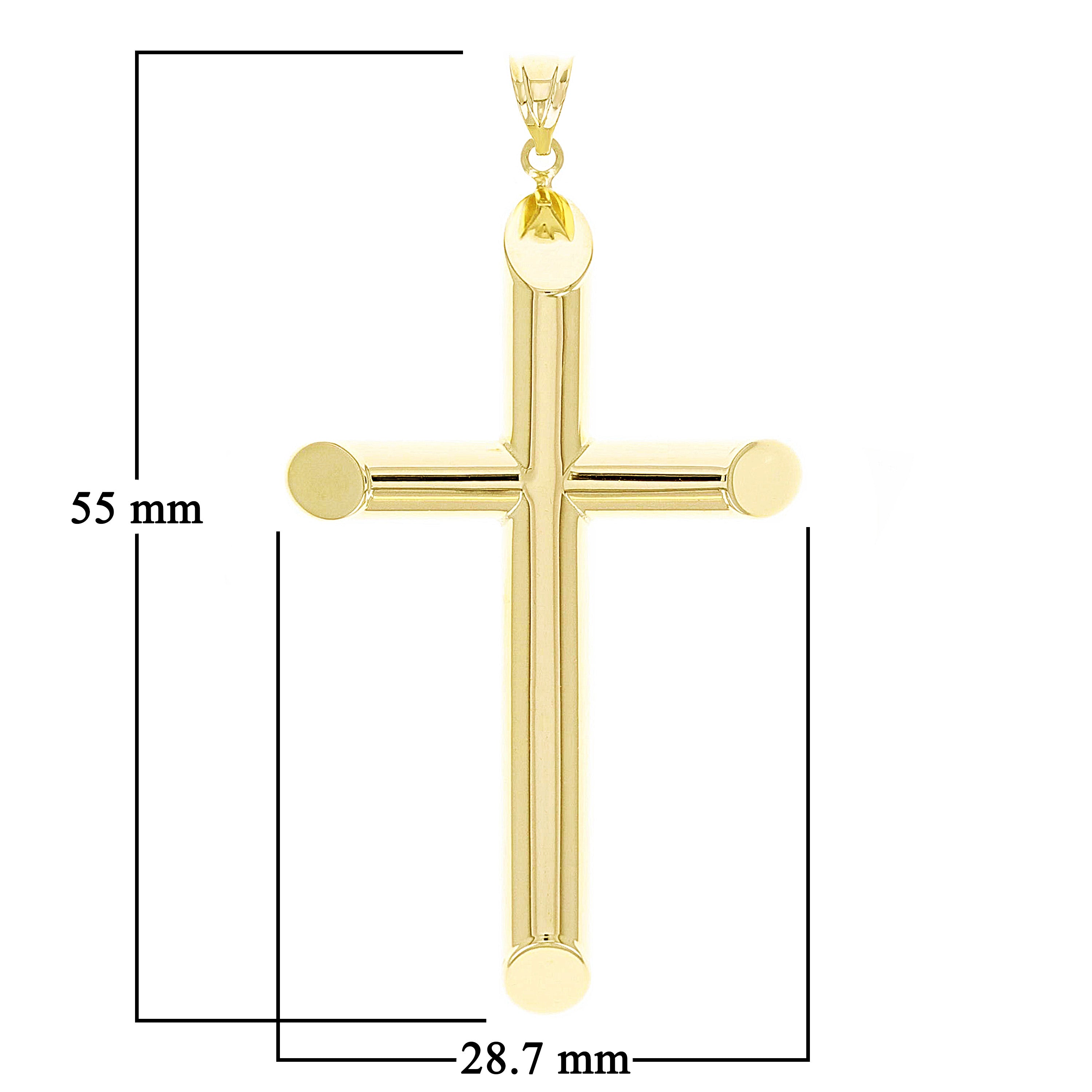 Italian 14k Yellow Gold Hollow High Polished Cross Charm Pendant 2.1" 2.5 grams