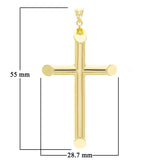 Italian 14k Yellow Gold Hollow High Polished Cross Charm Pendant 2.1" 2.5 grams