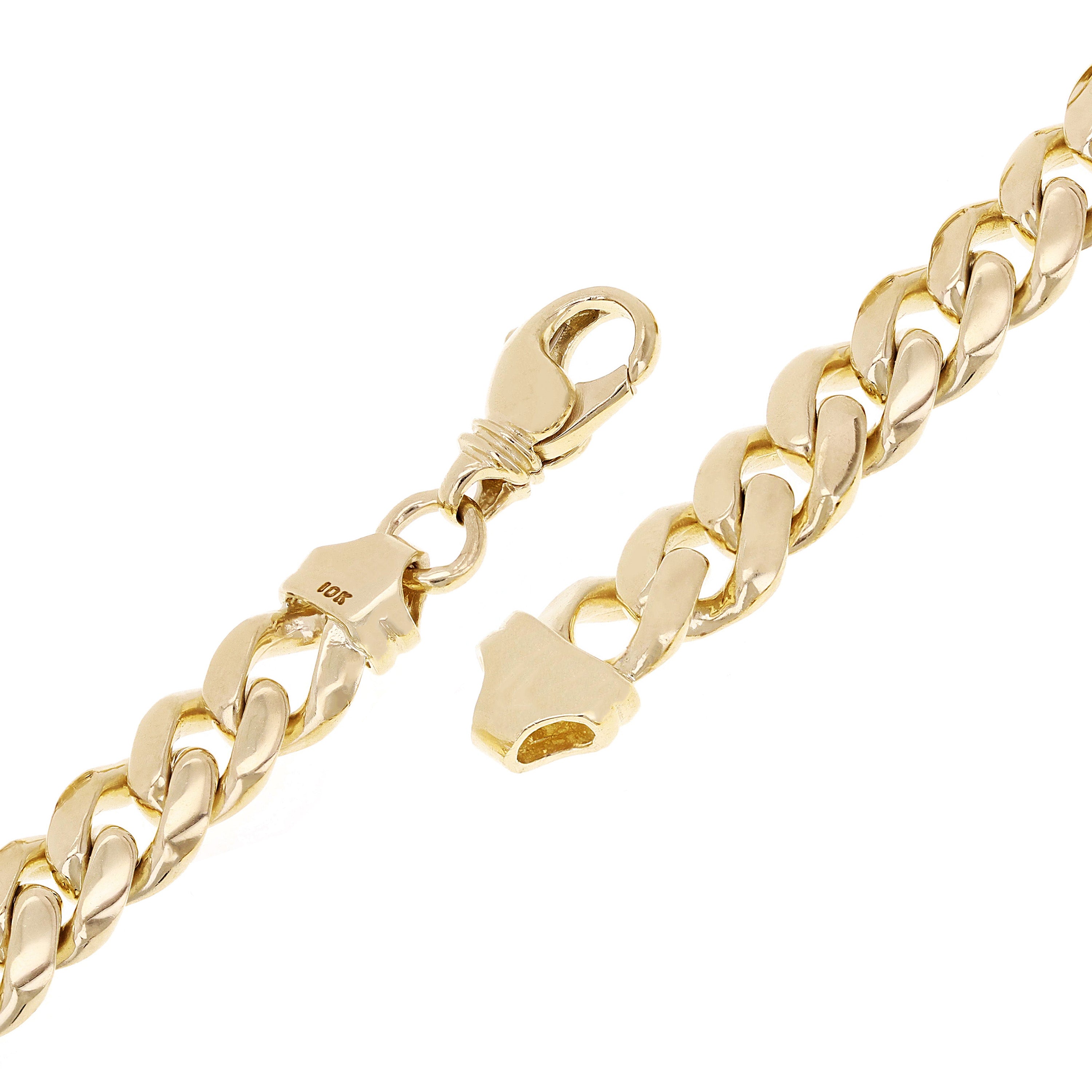 10k Yellow Gold Solid Heavy Miami Cuban Chain Link Bracelet 8" 10 mm 47.5 grams with Lobster Clasp - Yellow,8"