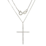 14k White Gold Diamond Cross Pendant - White