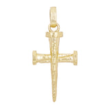 14k Yellow Gold Solid Nail Cross Charm Pendant 1.8" 12.6 grams