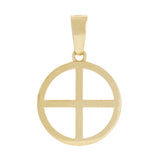 14k Yellow Gold Sun Cross Religious Charm Pendant 1" 2.6 grams