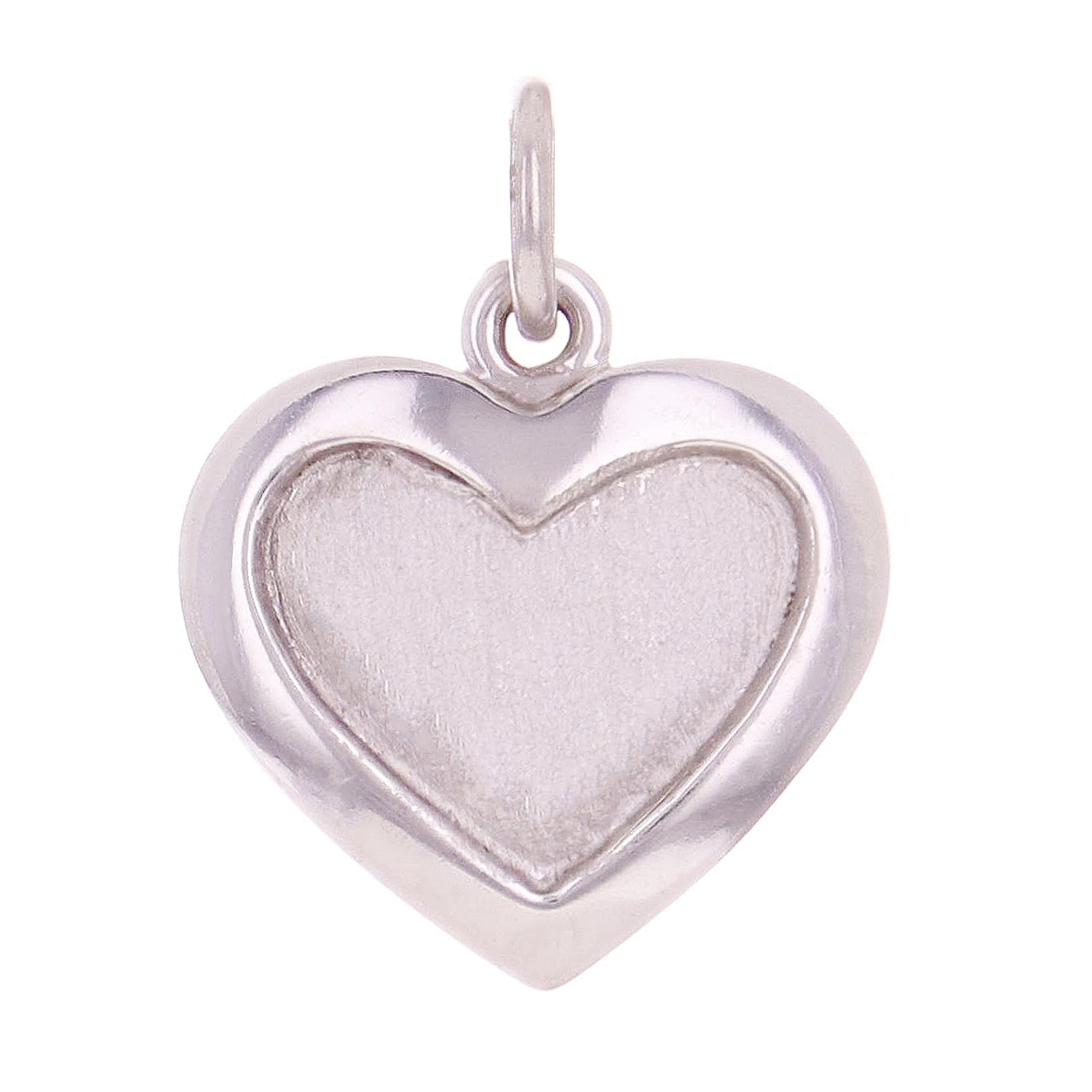 14k White Gold Satin Finish Small Heart Polished Finish Charm Pendant 1g