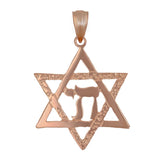 14k Rose Gold Jewish Star Of David Hebrew Chai Charm Pendant 2.2 grams - Rose