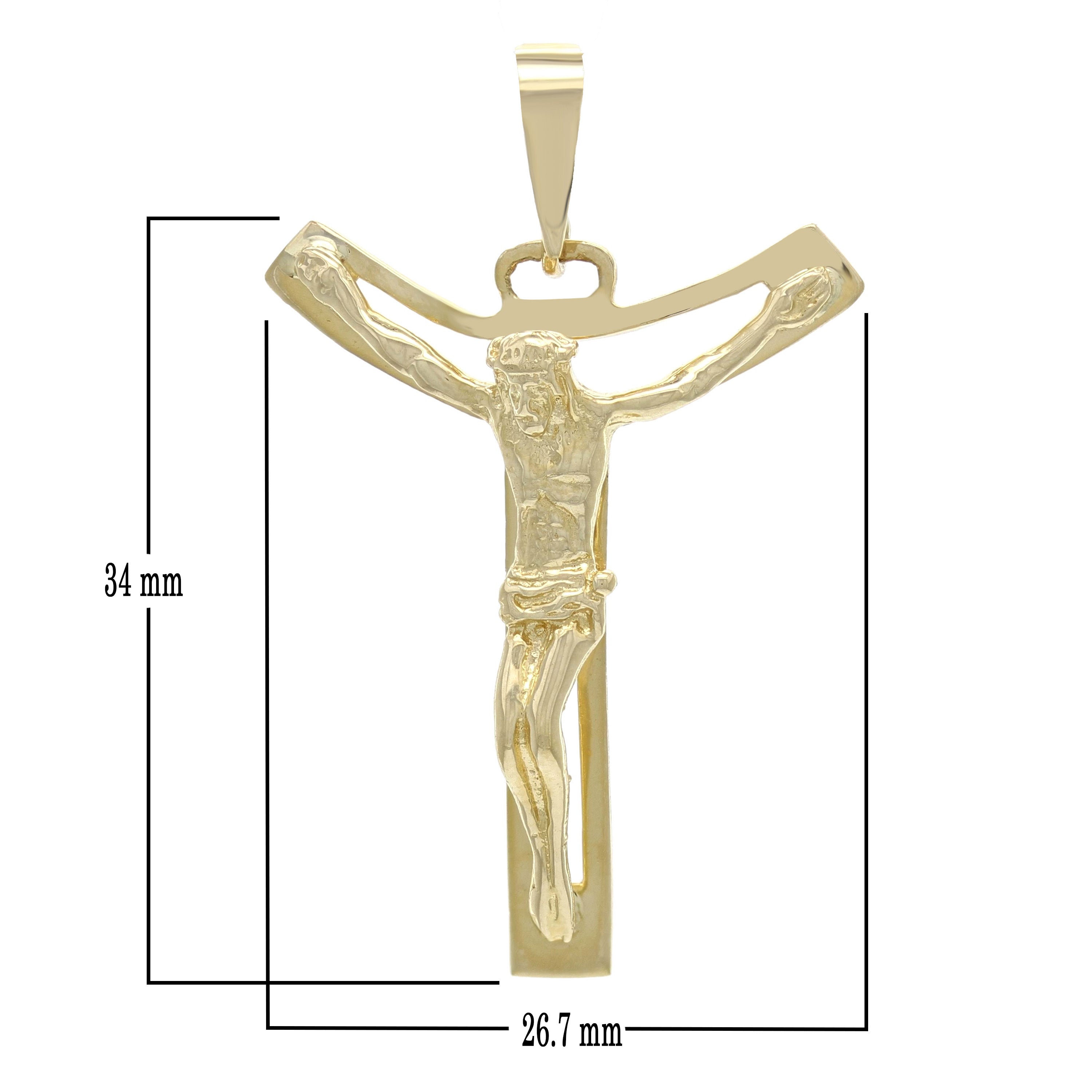 14k Yellow Gold Jesus Christ Crucifix Cross Pendant Religious Charm 3.5 grams - Yellow
