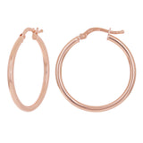 Italian 14k Rose Gold High Polished Plain 2mm Hollow Hoop Earrings 1" 1.6 grams - Rose,Size 1" 1.6 grams