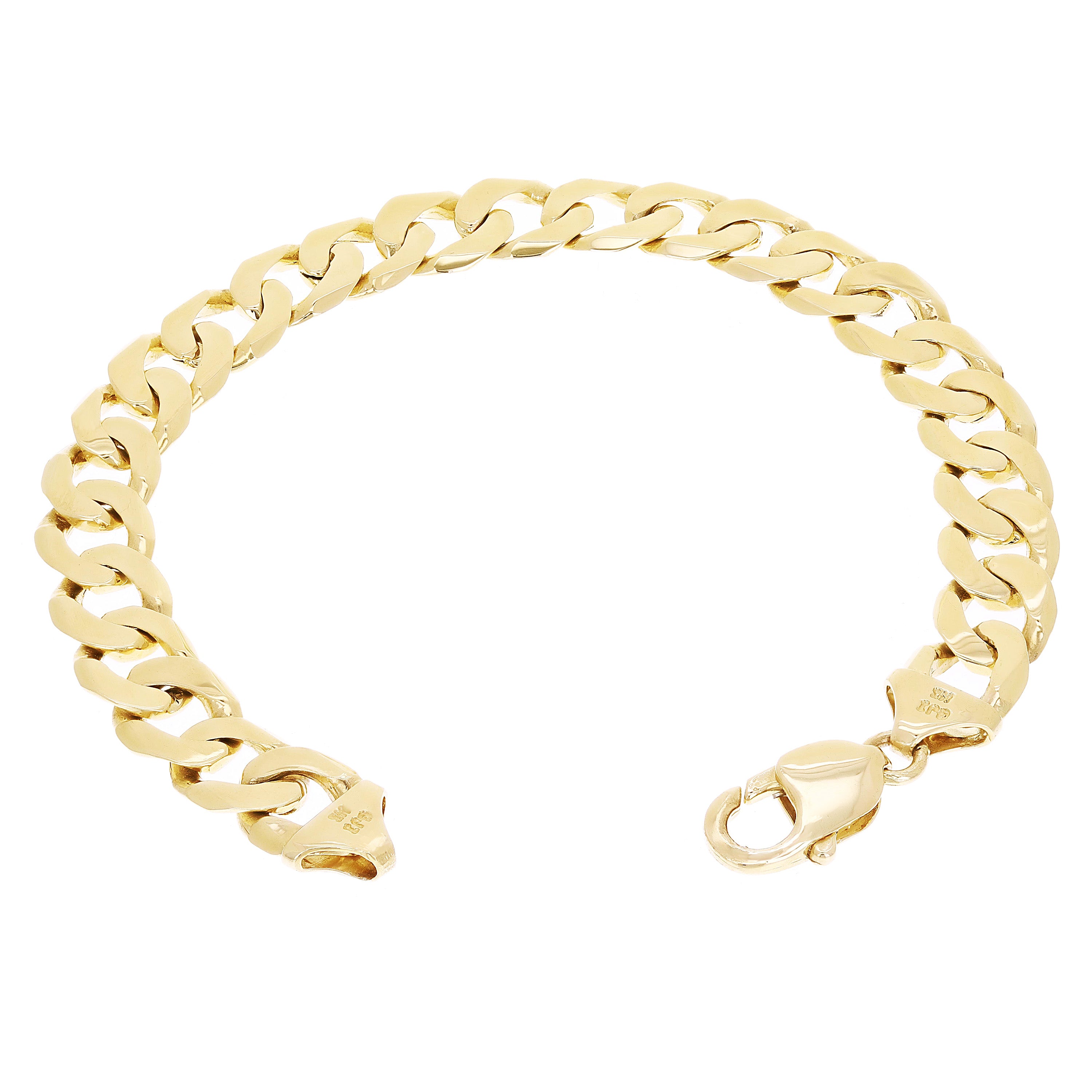 10k Yellow Gold Solid Flat Curb Cuban Link Chain Bracelet 7" 10.3mm 23.4 grams - 7" 23.4 grams