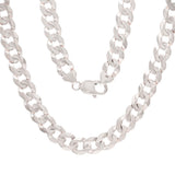 14k White Gold Solid Curb Cuban Link Chain Necklace 26" 9mm 55.1 grams - White,26"