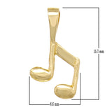 14k Yellow Gold Solid Musical Note 8th Music Note Charm Pendant 0.4 gram - Yellow